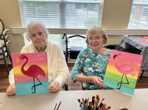 Pink flamingo paintings